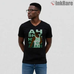 Here We Go Again Cj Meme Silhouette Gta Shirt on black v-neck shirt for men graphic tee
