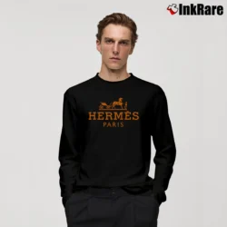 Men’s Hermes Paris Logo Black Luxury Brand Long-Sleeve Shirt in black | Sleek, Lightweight, Year-Round Wear