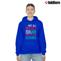 Women’s Hero Scrubs Healthcare Tribute Cozy Hoodie in royal blue | Warm, Structured, Stylish