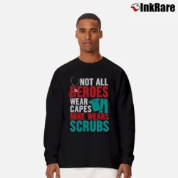 Men’s Hero Scrubs Healthcare Tribute Long-Sleeve Shirt in black | Sleek, Lightweight, Year-Round Wear