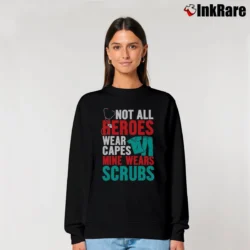 Women’s Hero Scrubs Healthcare Tribute Relaxed Sweatshirt in black | Soft, Laid-Back Vibe