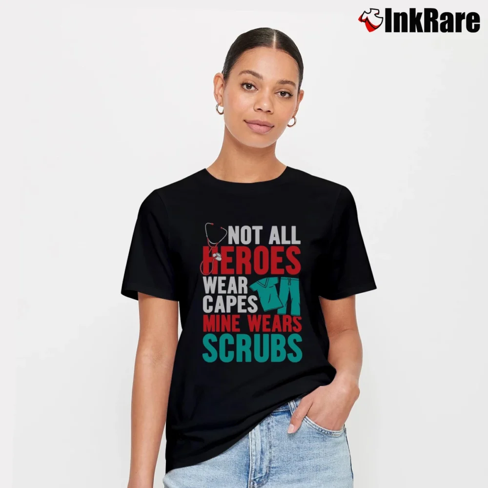 Women’s Hero Scrubs Healthcare Tribute Signature T-Shirt in black | Soft, Flattering Fit
