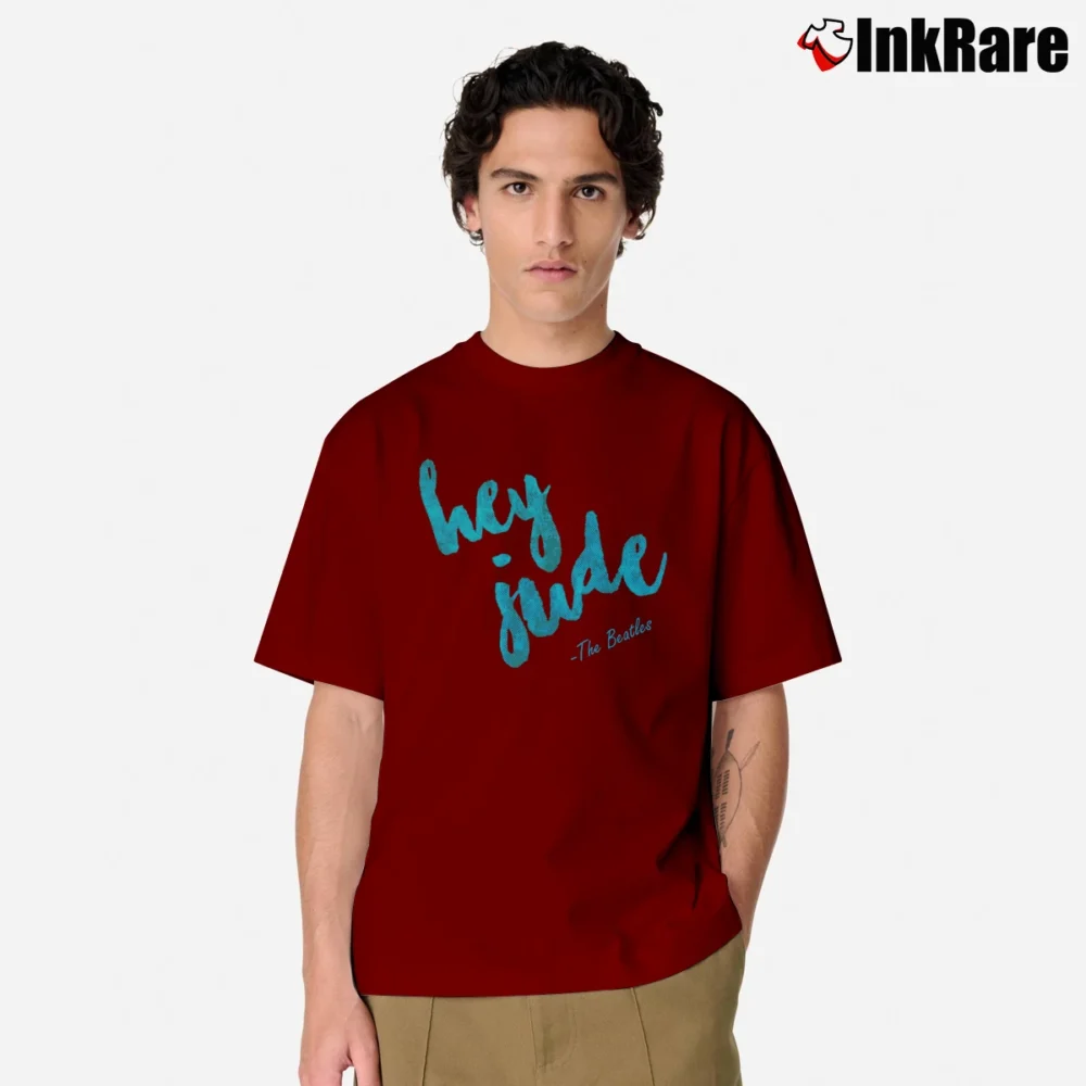 Men’s Hey Jude Music Graphic Classic T-Shirt in maroon | Soft, Breathable Everyday Wear