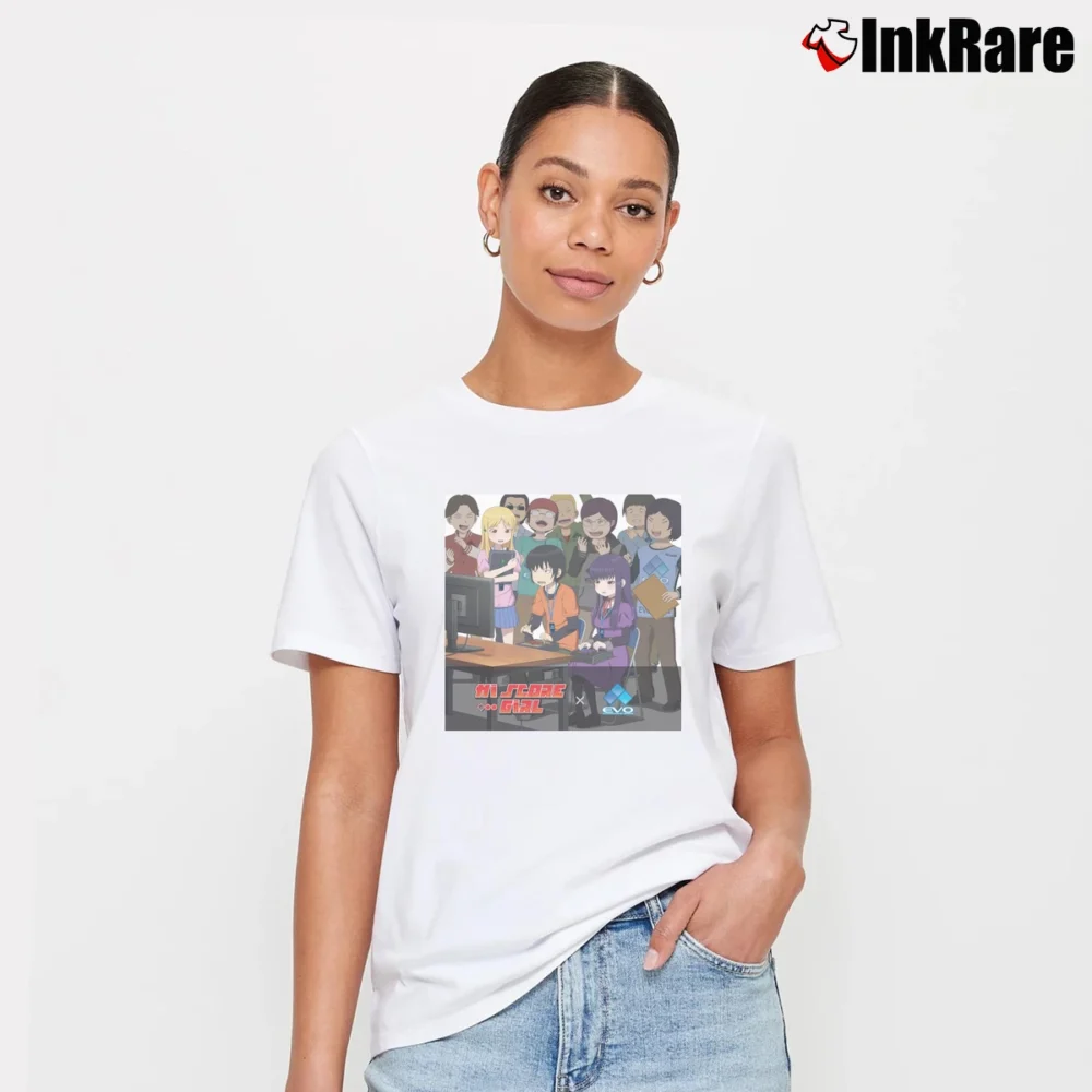 Women’s Hi Score Girl Evo 2019 Anime Graphic Signature T-Shirt in white | Soft, Flattering Fit