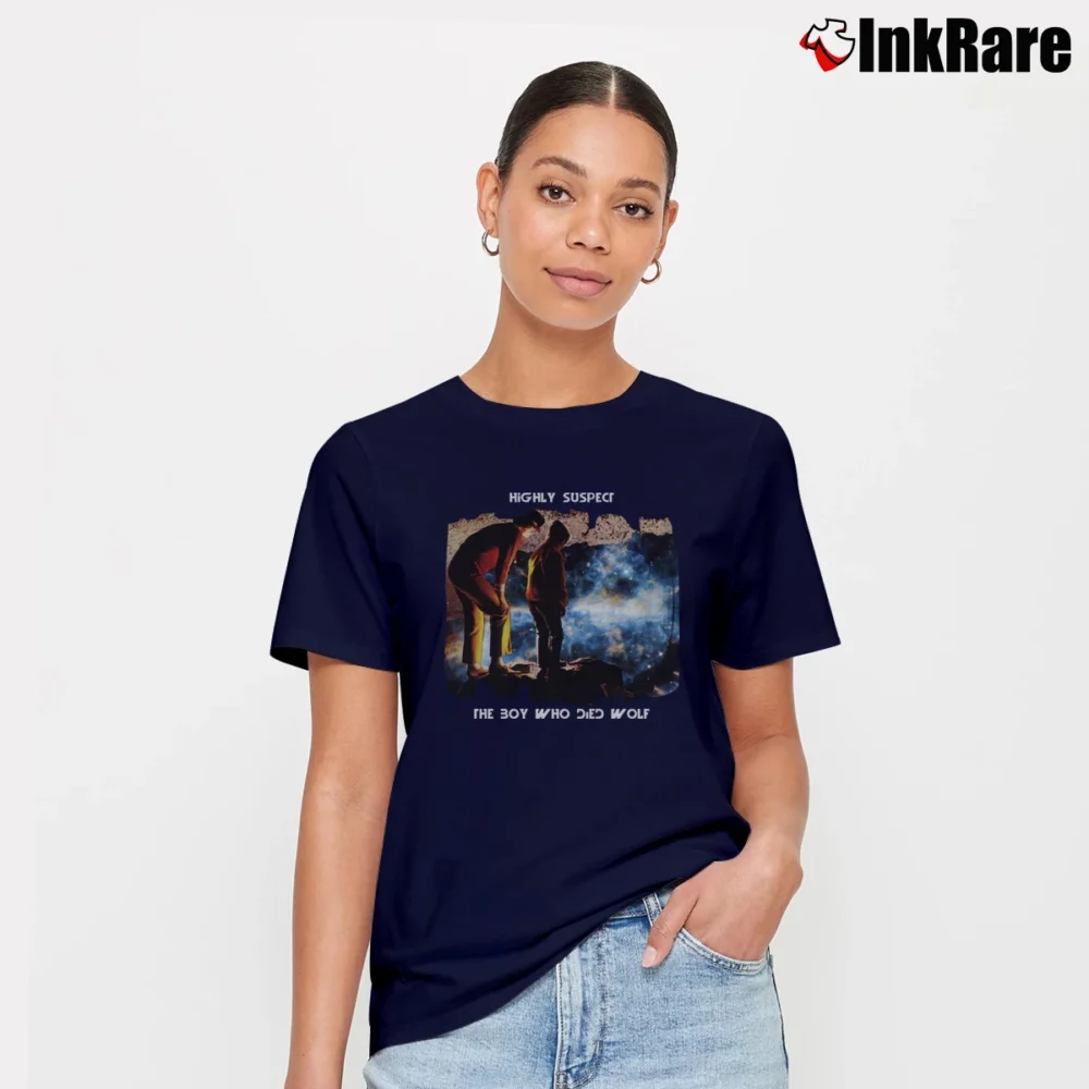 Women’s Highly Suspect The Boy Who Died Wolf Band Signature T-Shirt in navy | Soft, Flattering Fit