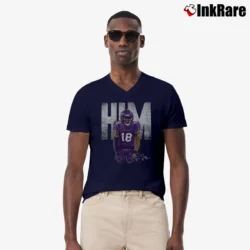 Men’s him justin jefferson minnesota vikings nfl football fan V-Neck Tee in navy | Sharp, Breathable, Everyday Staple