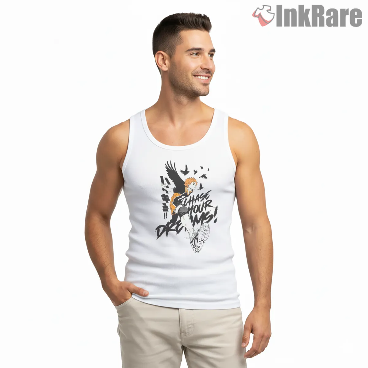 Hinata Shoyo Chase Your Dreams Motivational Anime Shirt on white tank top for men graphic tee