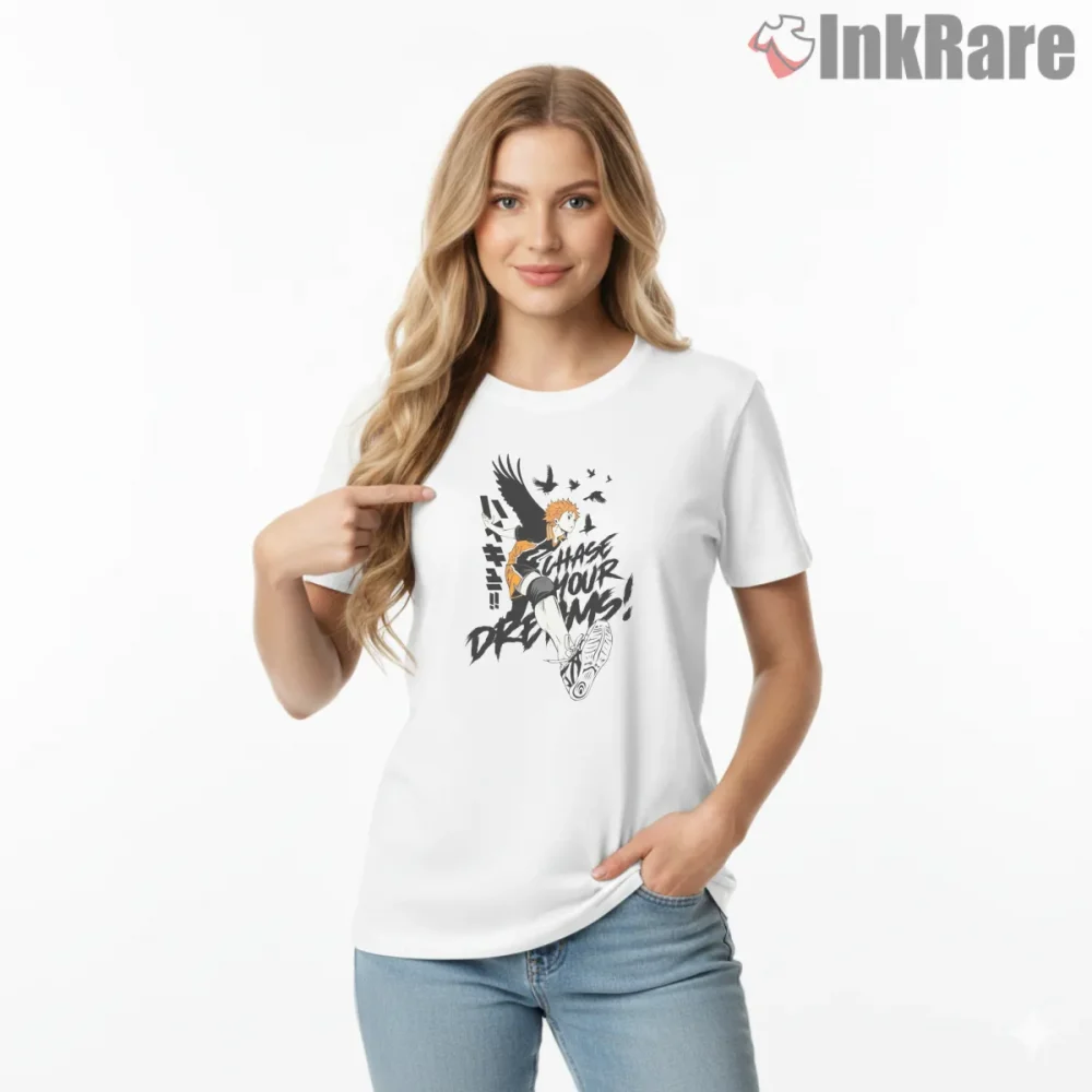Hinata Shoyo Chase Your Dreams Motivational Anime Shirt on white short sleeve shirt for women graphic tee