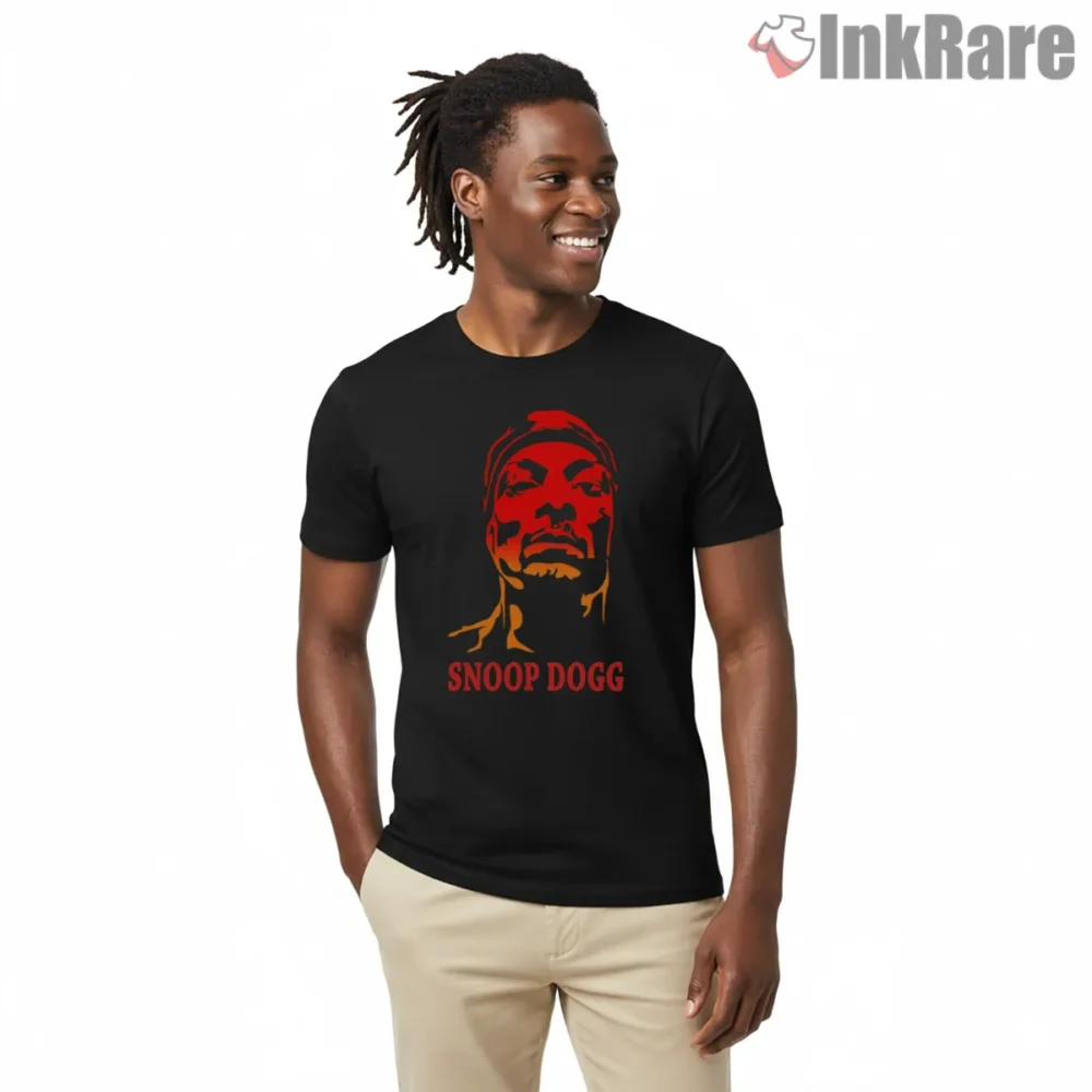 Hip Hop Snoop Dogg Red Shadow Portrait Shirt on black short sleeve shirt for men graphic tee
