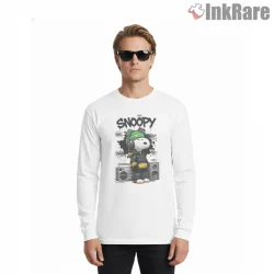 Hip Hop Snoopy Graffiti Dj Shirt on white long sleeve shirt for men graphic tee