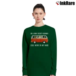 Women’s Hippie Cat Dark Desert Highway Long-Sleeve Top in forest green | Sleek, Versatile, All-Season