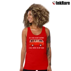 Women’s Hippie Cat Dark Desert Highway Tank Top in red | Lightweight, Movement-Friendly