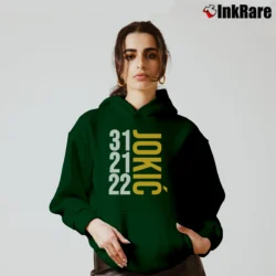 Women’s historic game nikola jokic denver nuggets nba playoff mvp Cozy Hoodie in forest green | Warm, Structured, Stylish