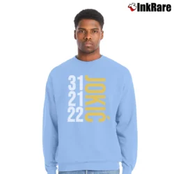 Men’s historic game nikola jokic denver nuggets nba playoff mvp Crewneck Sweatshirt in light blue | Cozy Fabric, Clean Style