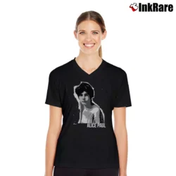 Women’s History Alice Paul Graphic V-Neck Tee in black | Chic Neckline, Soft Texture