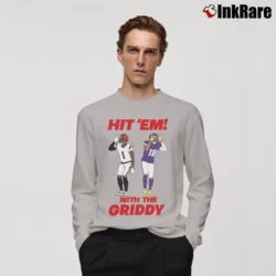 Men’s hit em with the griddy for Football Dance Fans Long-Sleeve Shirt in sport grey | Sleek, Lightweight, Year-Round Wear