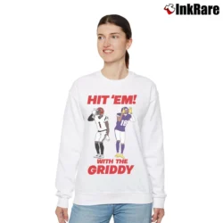 Women’s hit em with the griddy for Football Dance Fans Relaxed Sweatshirt in white | Soft, Laid-Back Vibe