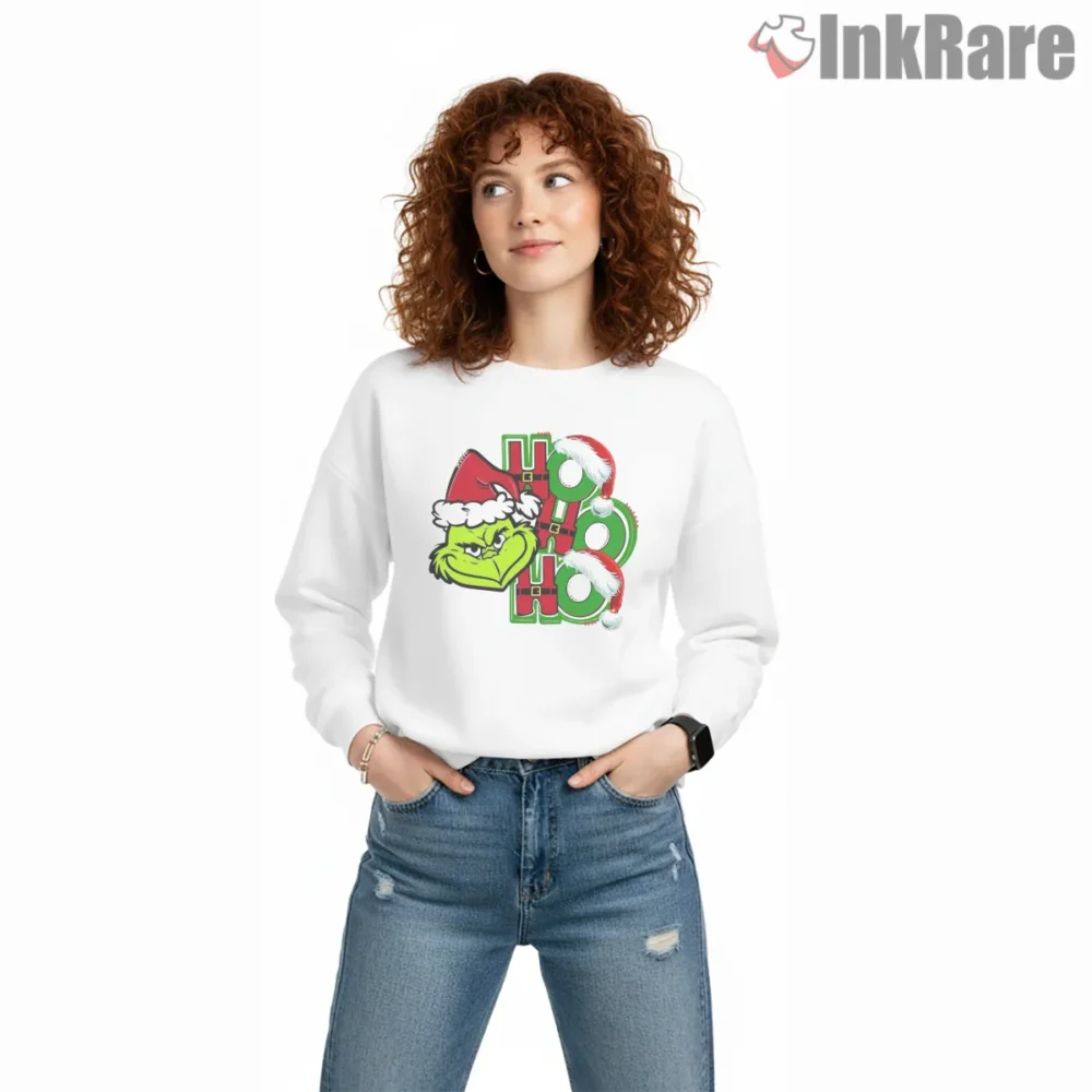 Ho Ho Ho Grinch Christmas Face Shirt on graphic shirt for women graphic tee