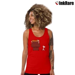 Women’s Hobbes Tiger On Doghouse Snoopy Classic Tank Top in red | Lightweight, Movement-Friendly