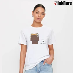 Women’s Hobbes Tiger Sleep On Doghouse Snoopy Signature T-Shirt in white | Soft, Flattering Fit