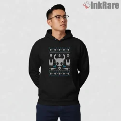 Hollow Knight Abyss Pattern Ugly Christmas Shirt on black hoodie for men graphic tee