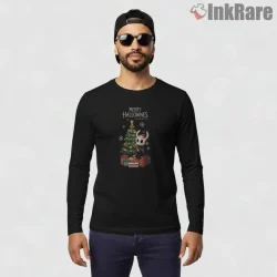 Hollow Knight Christmas Tree Cozy Holiday Shirt on black long sleeve shirt for men graphic tee