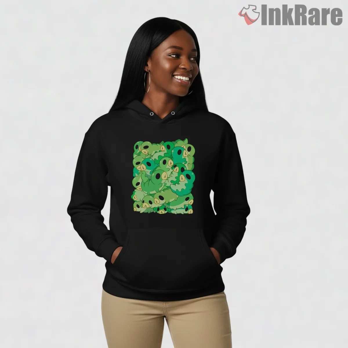 Hollow Knight Green Grub Swarm Cute Cluster Hoodie Black Hollow Knight Green Grub Swarm Cute Cluster Shirt on black hoodie for women graphic tee