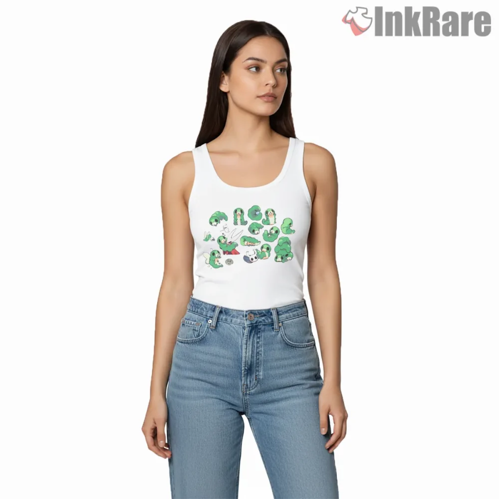 Hollow Knight Grub Collection Cute Chaos Shirt on white tank top for women graphic tee