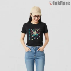 Hollow Knight Kawaii Neon Anime Style Shirt on black short sleeve shirt for women graphic tee