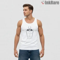 Hollow Knight Keep Calm And Try Again Minimal Shirt on white tank top for men graphic tee
