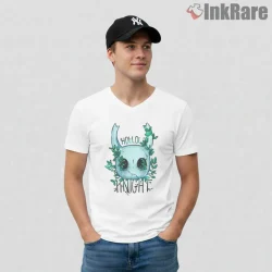 Hollow Knight Nature Bloom Minimal Leaf Crown Shirt on white v-neck shirt for men graphic tee