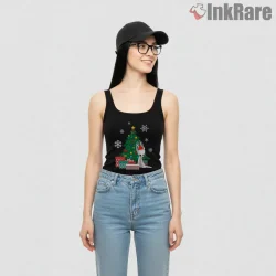 Hollow Knight Pale King Christmas Tree Scene Shirt on black tank top for women graphic tee