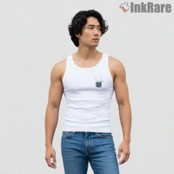 Hollow Knight Pocket Newbie Cute Minimal Shirt on white tank top for men graphic tee