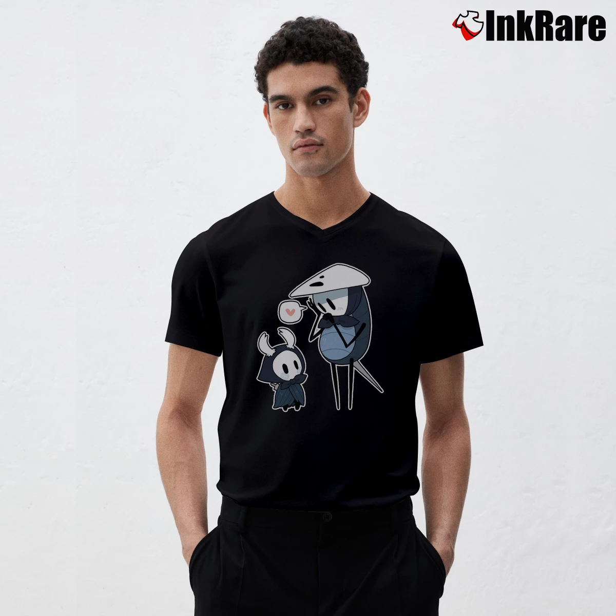 Men’s Hollow Knight Quirrel V-Neck Tee in black | Sharp, Breathable, Everyday Staple