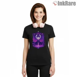 Hollow Knight Radiant Purple Void Energy Shirt on black short sleeve shirt for women graphic tee
