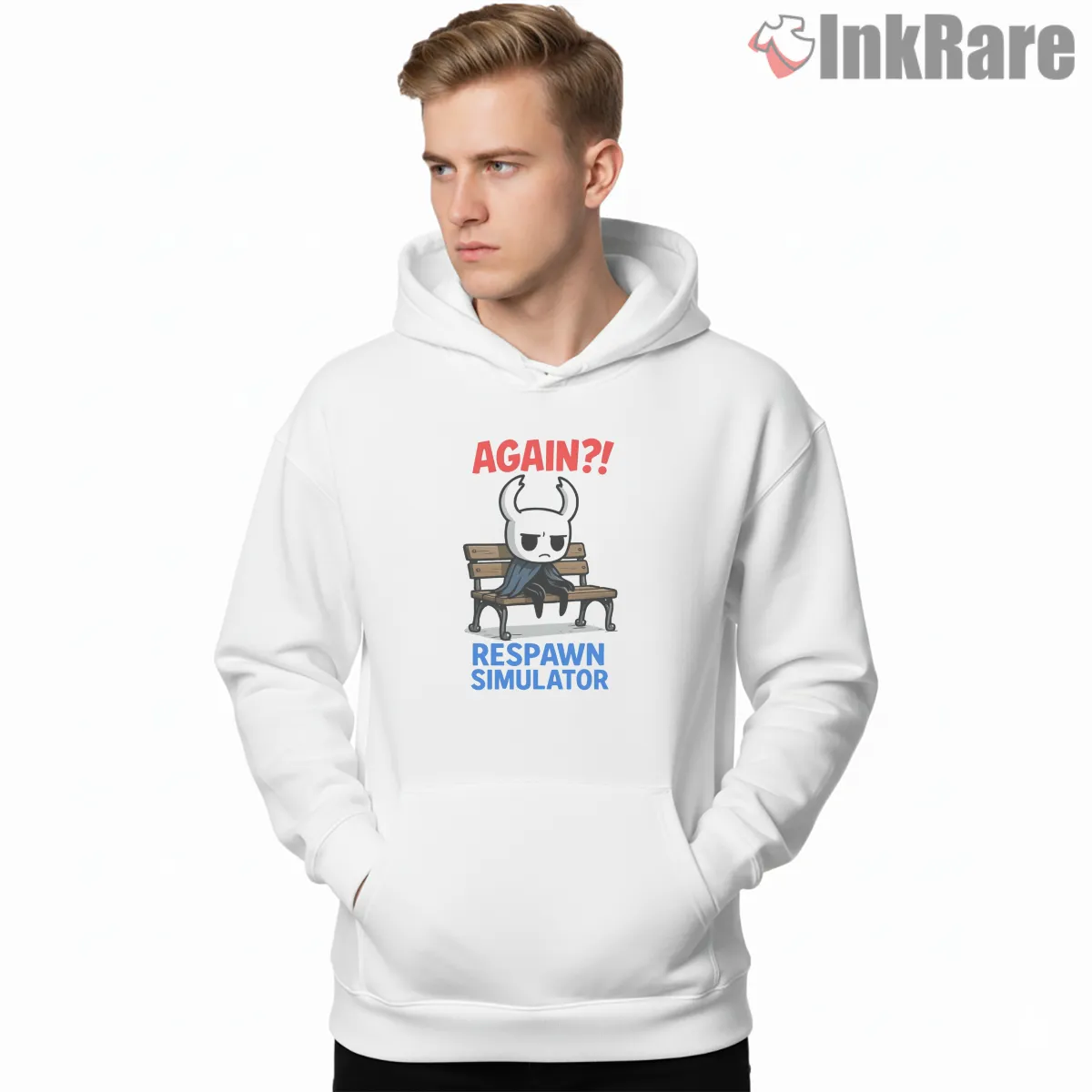Hollow Knight Respawn Simulator Again Meme Shirt on white hoodie for men graphic tee