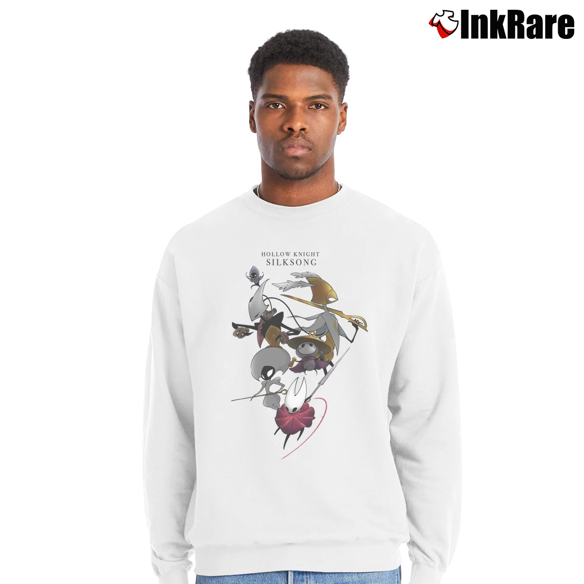 Men’s Hollow Knight Silksong Crewneck Sweatshirt in white | Cozy Fabric, Clean Style