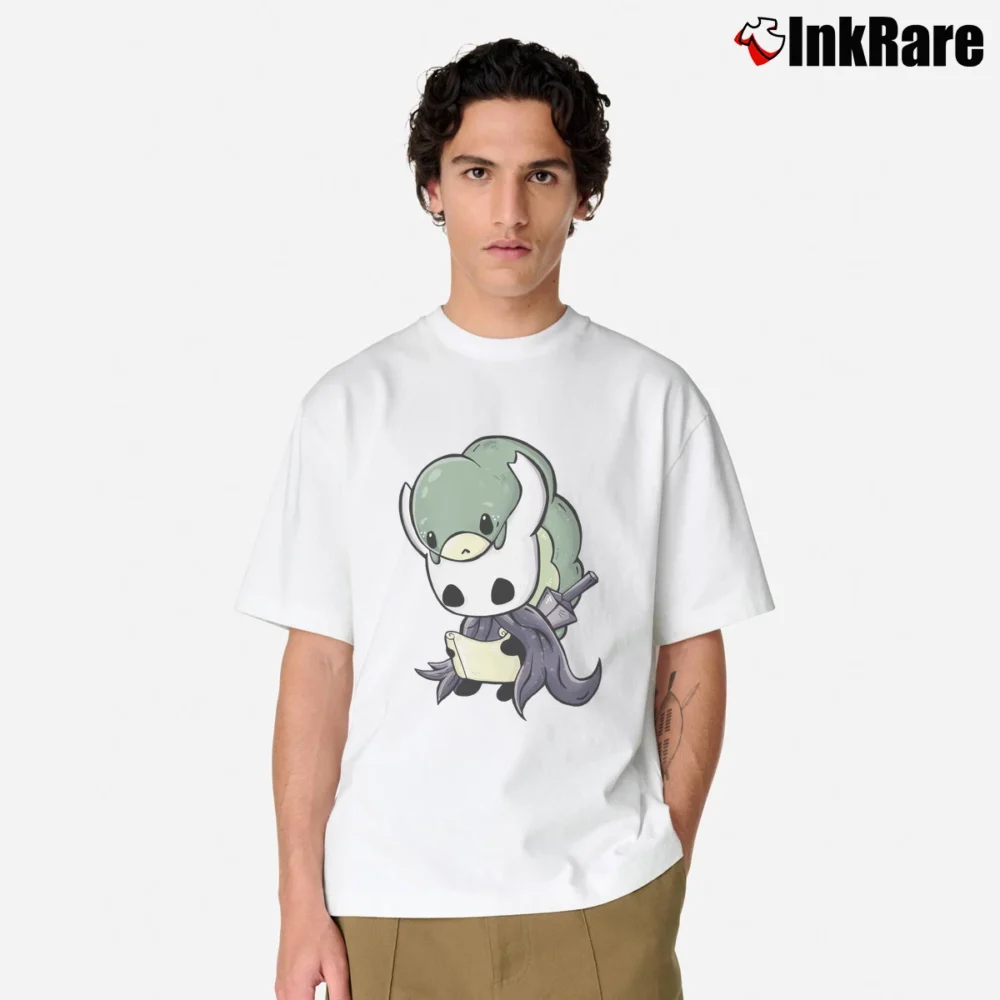 Men’s Hollow Knight The Knight And Grub Classic T-Shirt in white | Soft, Breathable Everyday Wear