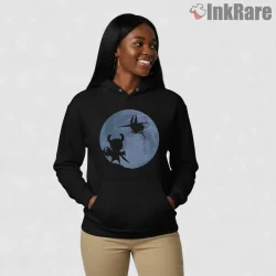 Hollow Knight Versus Hornet Moon Duel Silhouette Shirt on black hoodie for women graphic tee