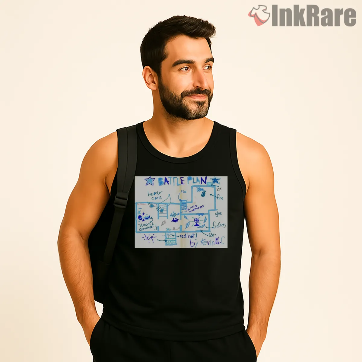 Home Alone Battle Plan Blueprint Tank Top Black Home Alone Battle Plan Blueprint Shirt on black tank top for men graphic tee