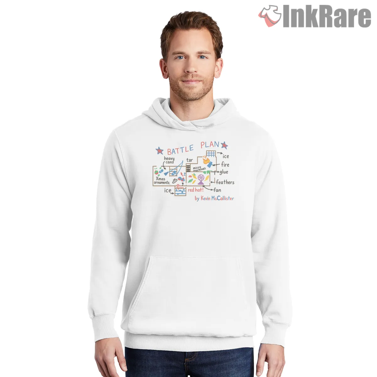 Home Alone Battle Plan Kevin Sketch Map Shirt on white hoodie for men graphic tee
