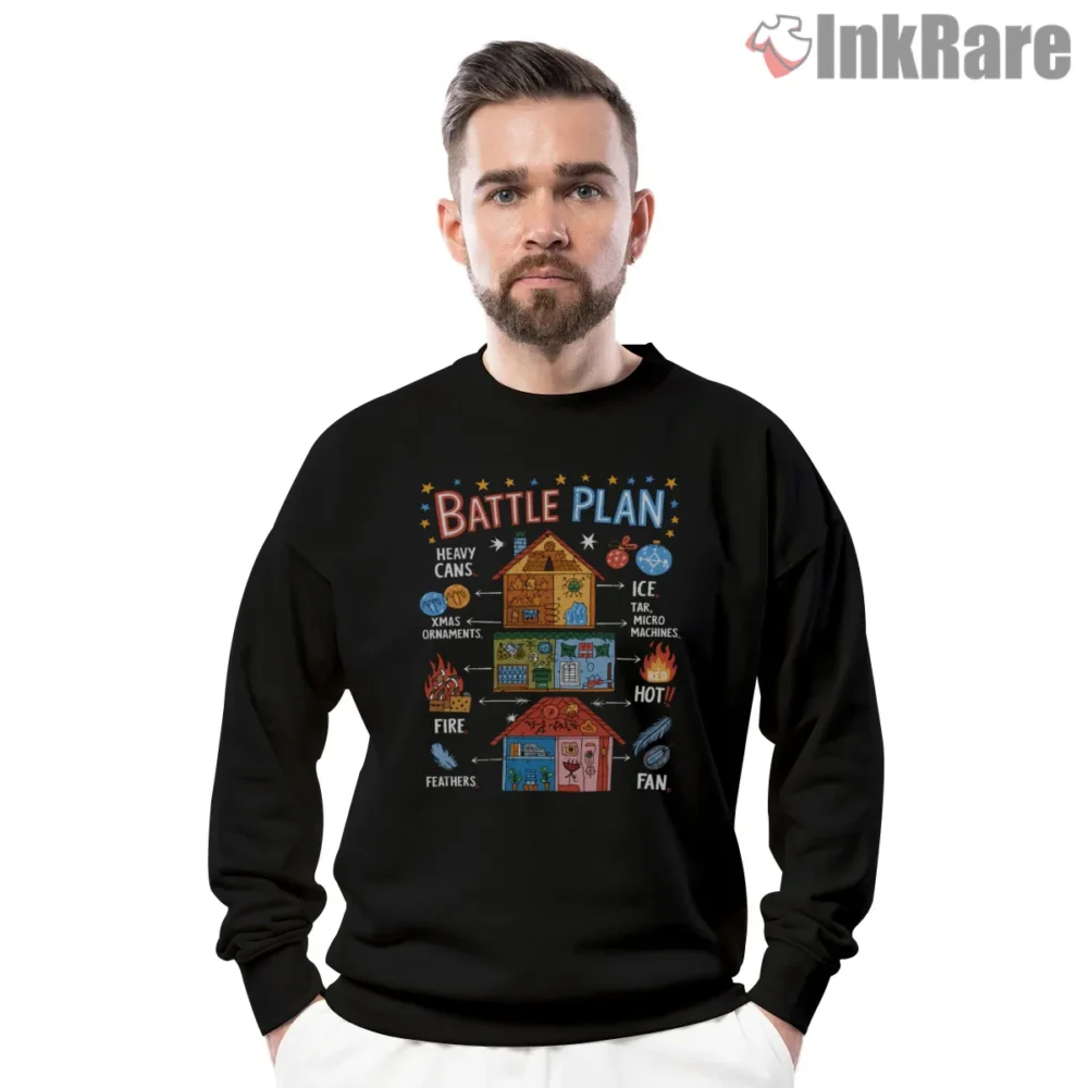 Home Alone Colorful Battle Plan Chalkboard Shirt on graphic shirt for men graphic tee