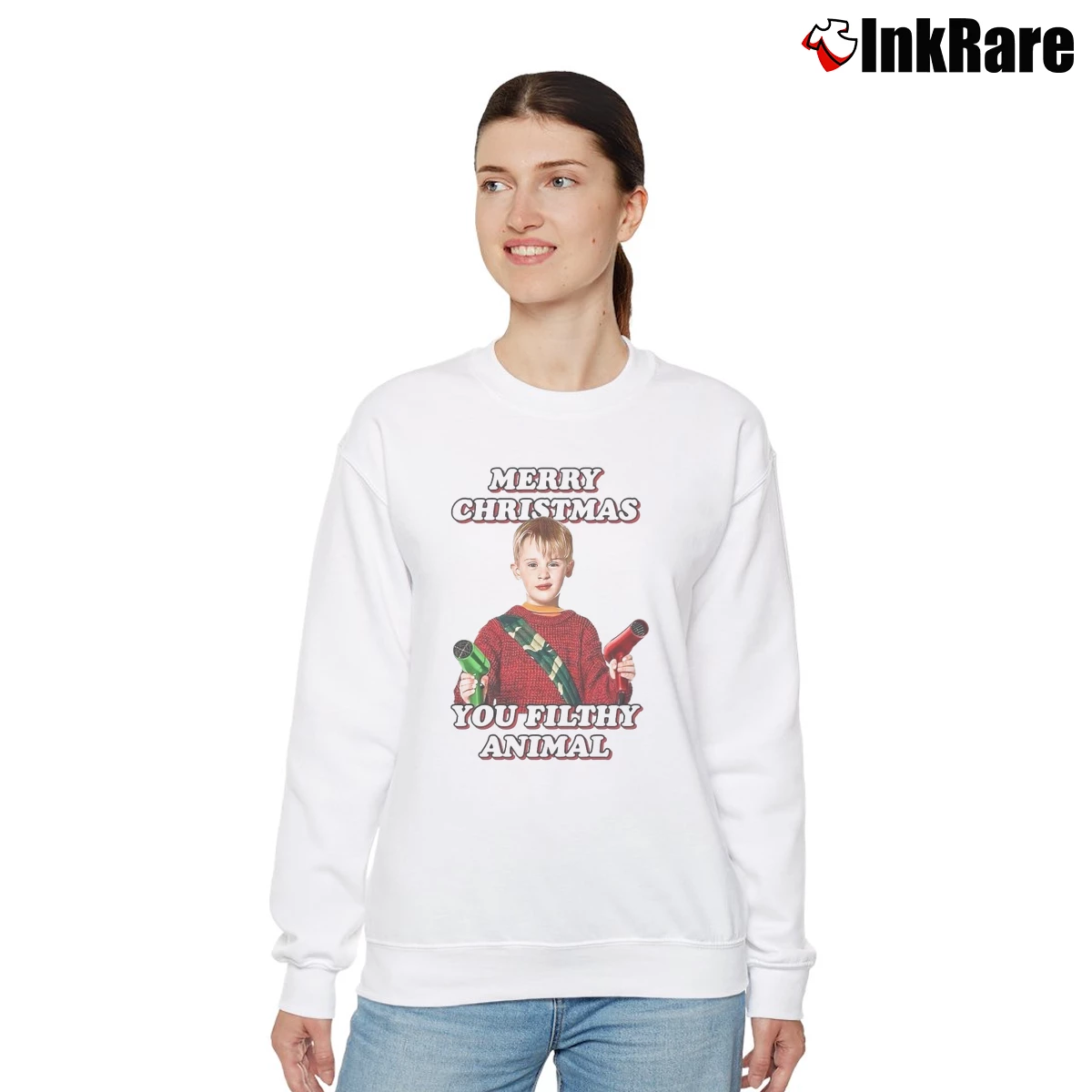 Home Alone Filthy Animal Women’s Relaxed Sweatshirt in white – Cozy Casual Women’s Home Alone Filthy Animal Relaxed Sweatshirt in white | Soft, Laid-Back Vibe