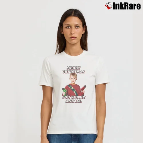 Home Alone Filthy Animal Women’s Tee in white – Effortless Style Women’s Home Alone Filthy Animal T-Shirt in white | Soft, Flattering Fit