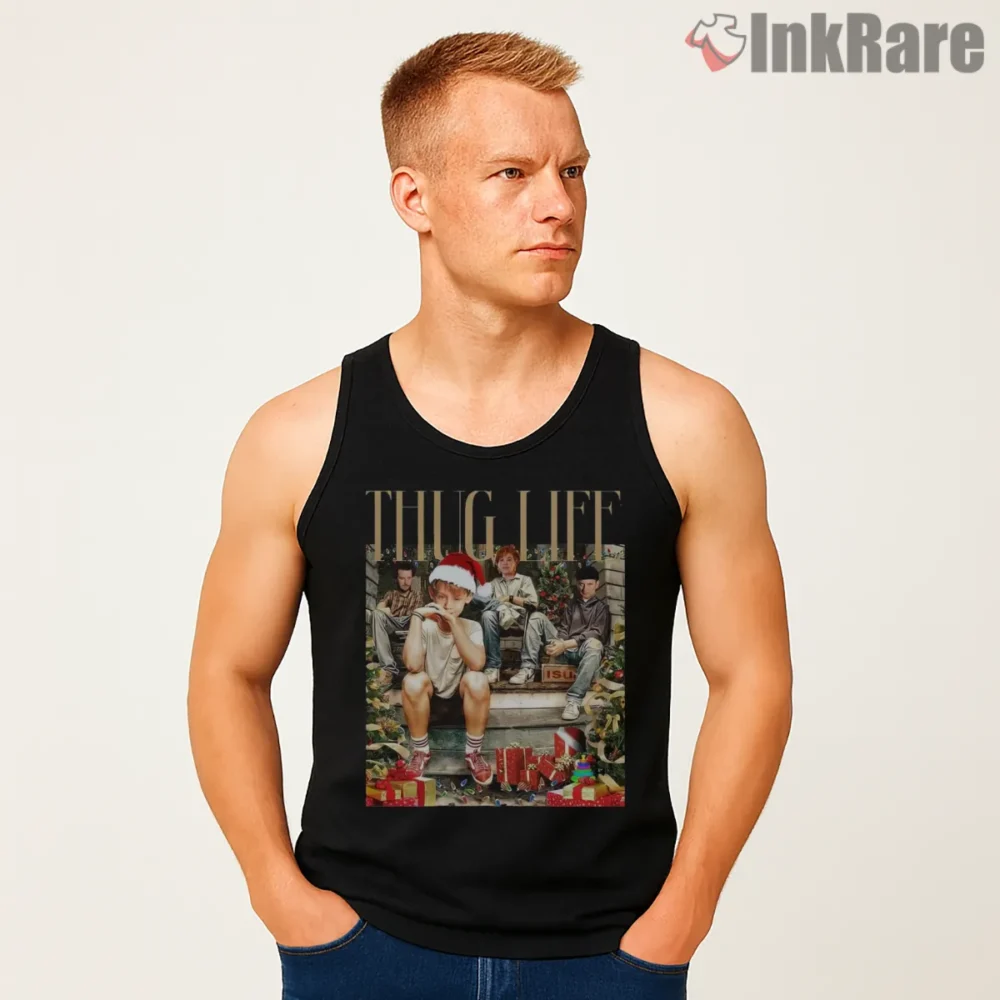 Home Alone Thug Life Christmas Squad Shirt on black tank top for men graphic tee