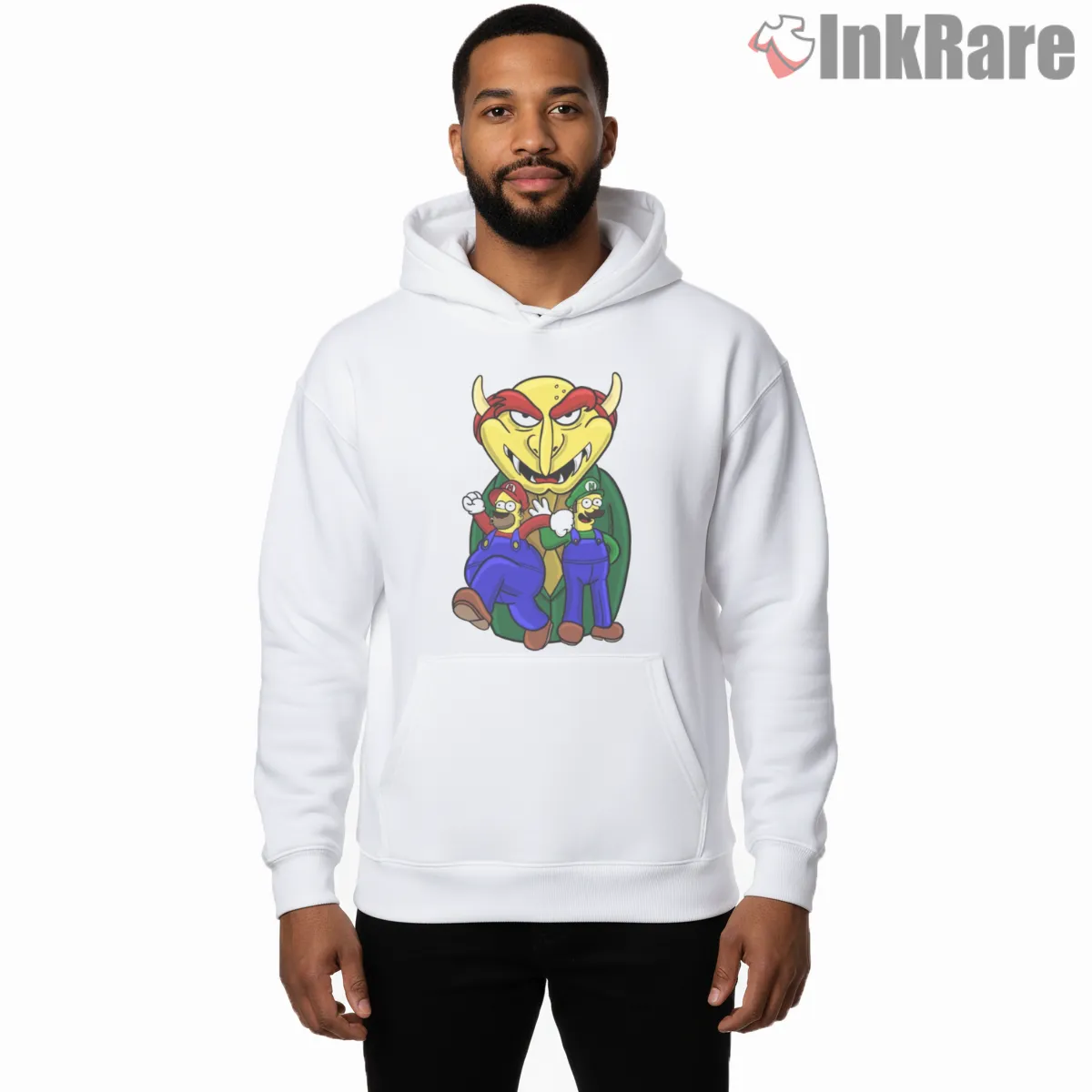 Homer And Ned Mario Luigi Plumber Brothers Game Mashup Shirt on white hoodie for men graphic tee