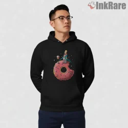 Homer Donut King Space Adventure Cosmic Cartoon Shirt on black hoodie for men graphic tee
