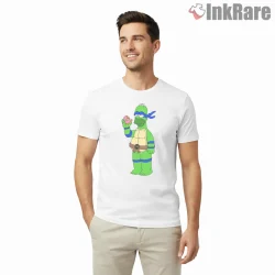 Homer Ninja Turtle Leonardo Mashup Cartoon Crossover Shirt on white short sleeve shirt for men graphic tee