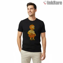 Homer Pumpkin Donut Halloween Spooky Cartoon Shirt on black short sleeve shirt for men graphic tee