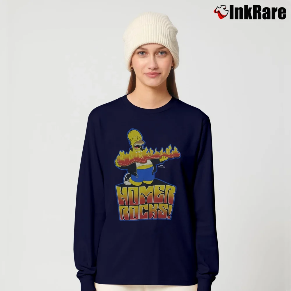 Women’s Homer Rocks The Simpsons Homer Simpson Long-Sleeve Top in navy | Sleek, Versatile, All-Season